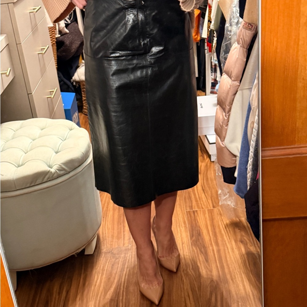 Banana Republic Black Leather A-Line Skirt